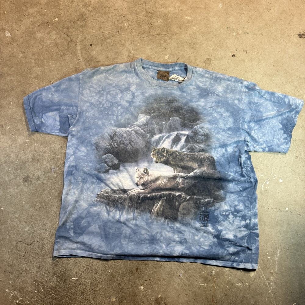 Vintage THE MOUNTAIN Wolf Waterfall Kevin Daniel 90s NWF Wolves T-Shirt 1999 XL